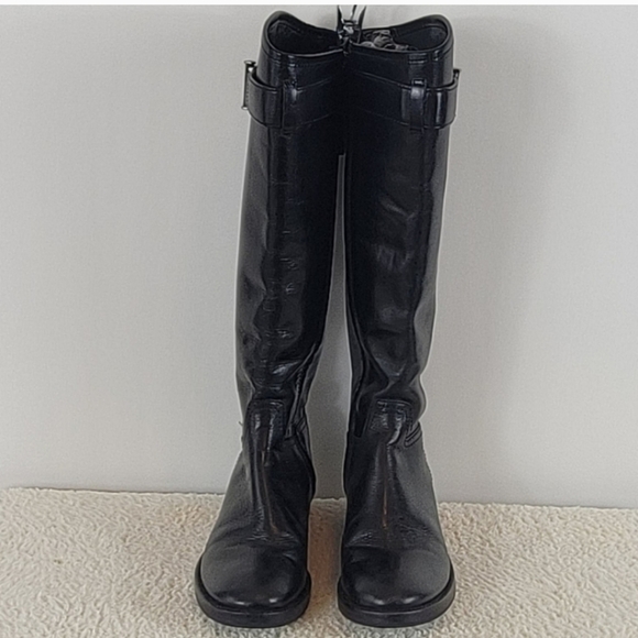 TORY BURCH Grace Saddle Black Leather Boots Size 6 - Picture 5 of 12